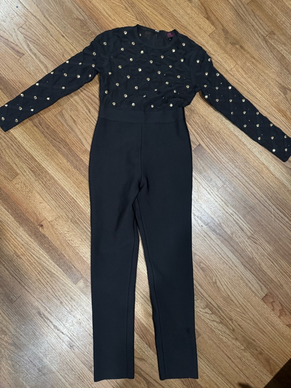 Hot miami styles Black bandage Embellished Jumpsuit